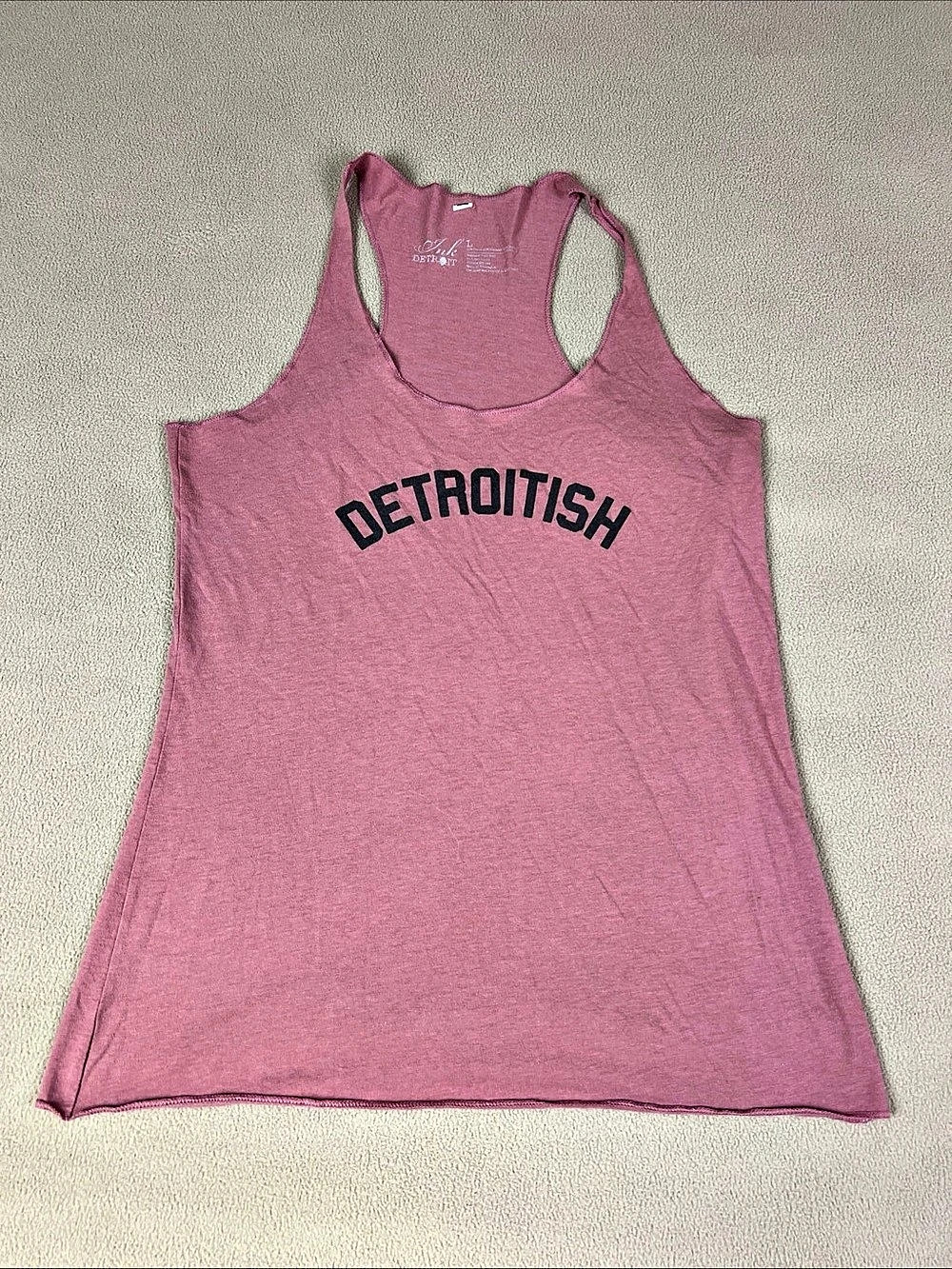 Ink Detroit Detroitish Tank Top Shirt, Pink & Black. Women's Sz Large